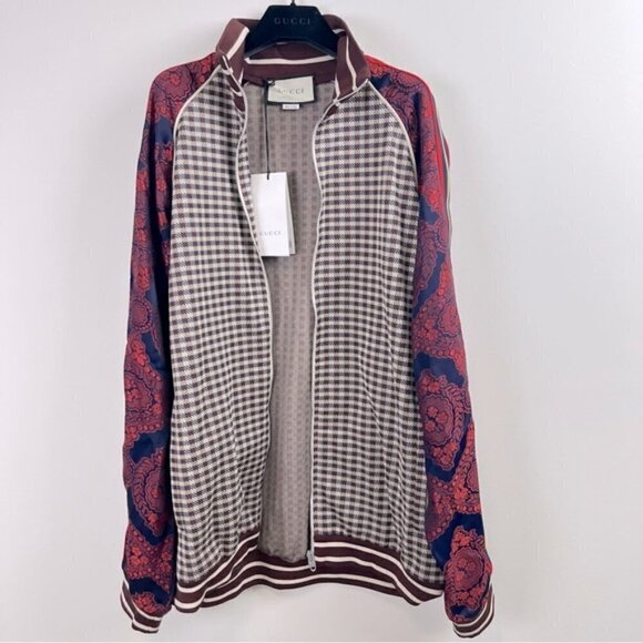 NWT GUCCI MICRO-CHECK AND PAISLEY-PRINT VELVET TRACK JACKET - Picture 4 of 15